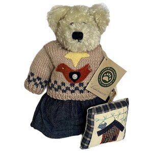 Boyds Plush Delmarva V Crackenpot Bear 10" Tall Knit Sweater & Pillow Tag